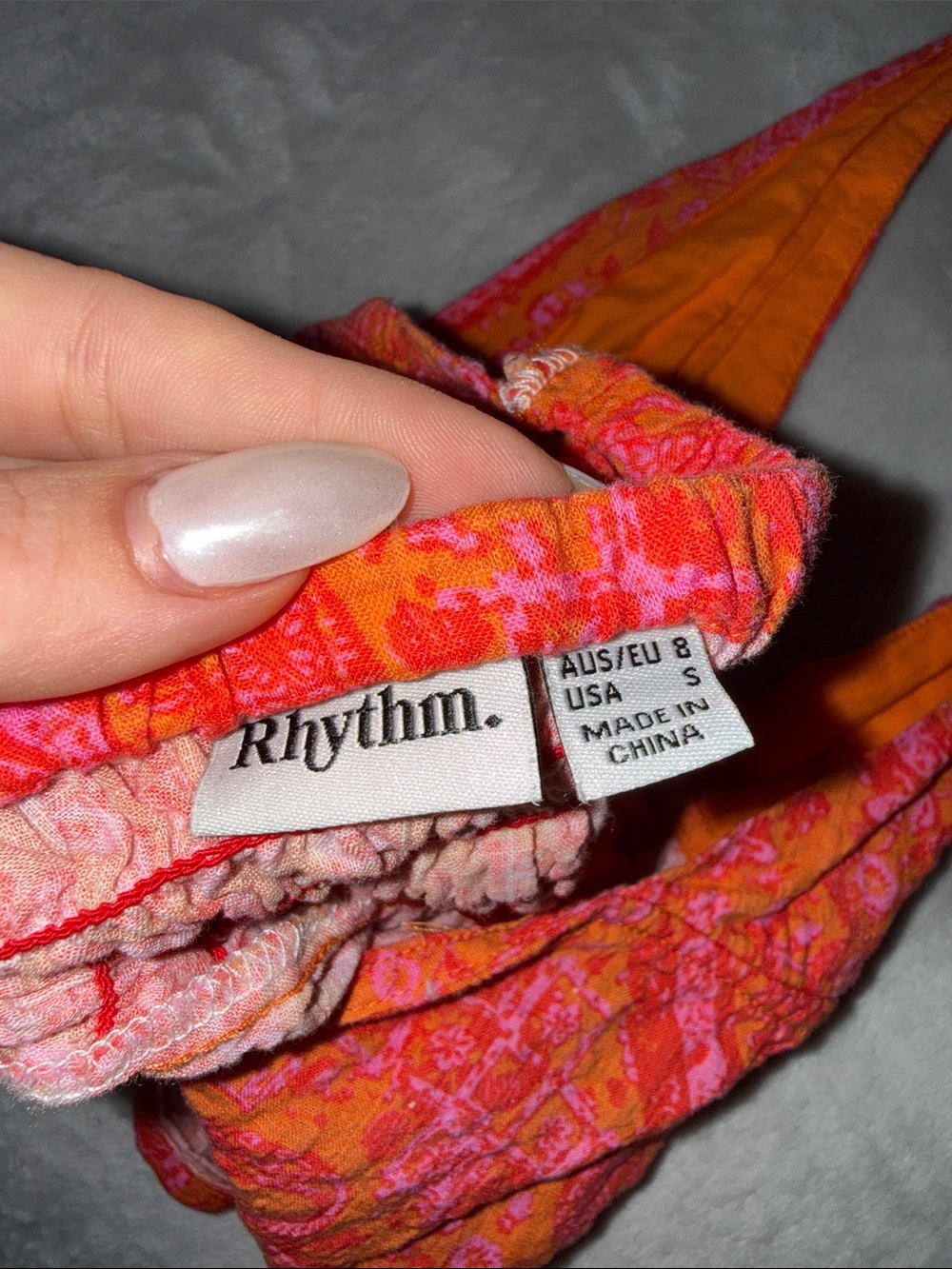 Rhythm. Halter Paisley Print Tank Top in Vibrant Orange-Pink - Picture 3 of 3